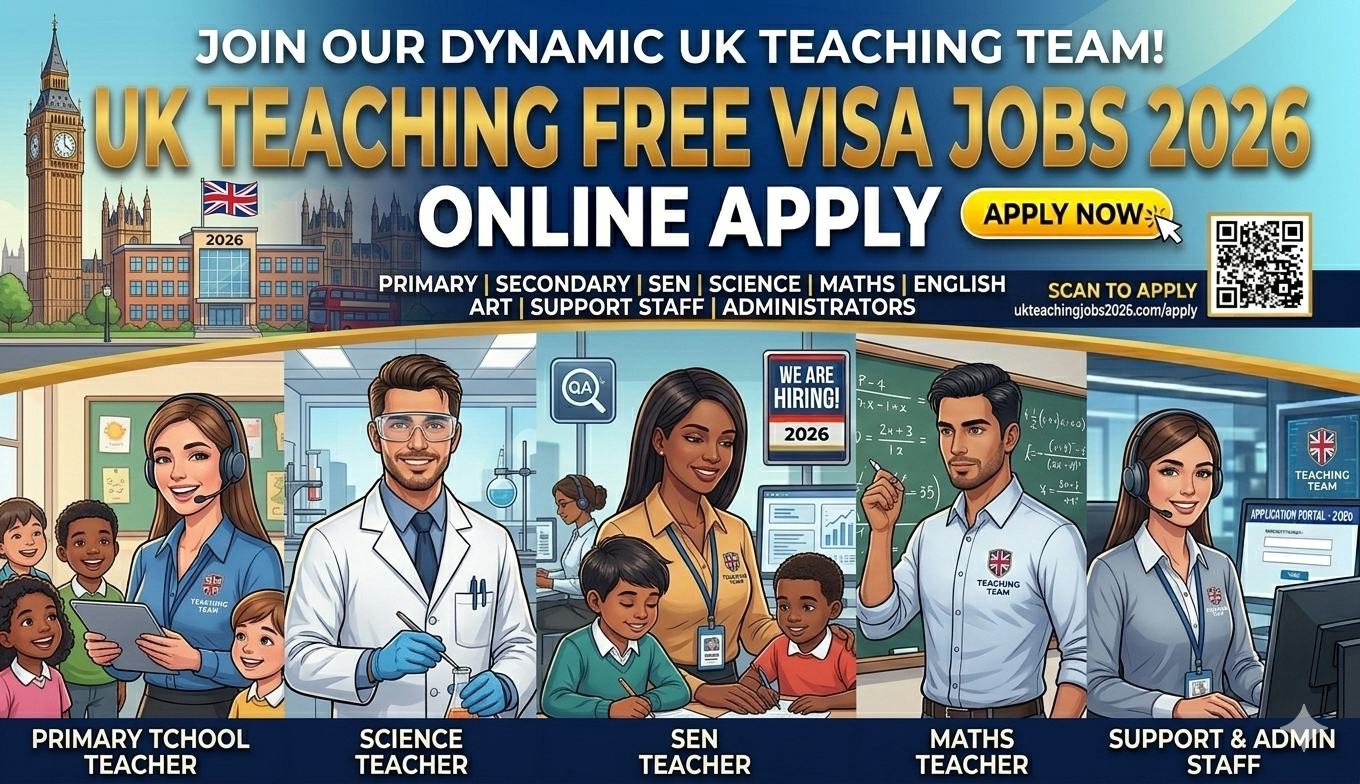 UK Teaching Free visa jobs 2026